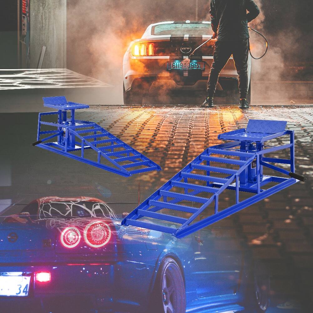 Alt View 7. Ropilly - Ropilly 5 Ton Hydraulic Car Ramps 10000 Lbs Truck Service Ramps Adjustable Height Auto Repair Lift 2 Pack Blue.
