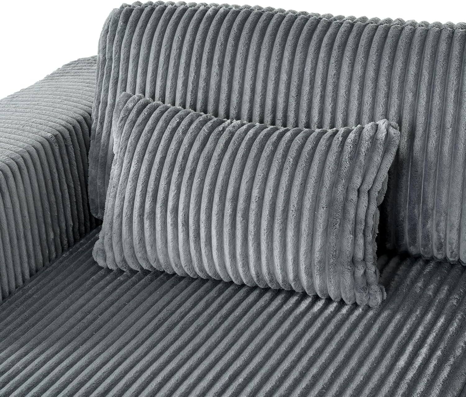 Alt View 4. Trinkets Crazed - 86.6" Oversized Double Lounge Chaise, Boneless Lounge Sofa Bed with Pillows - gray.