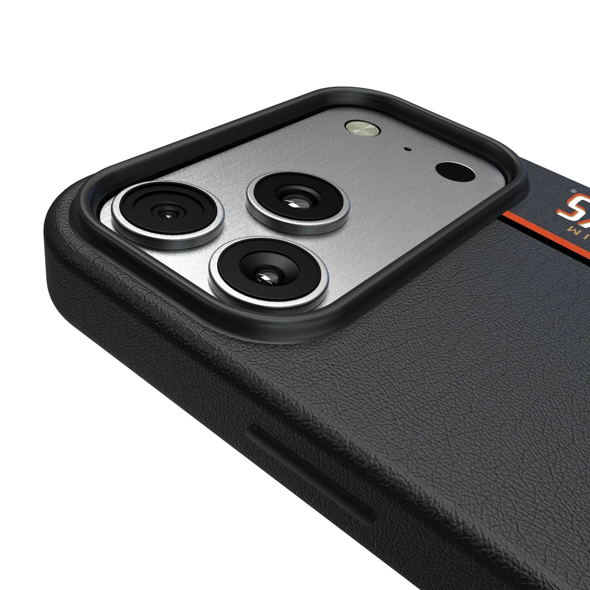 Alt View 2. Keyscaper - Black Anaheim Ducks Sidebar Magnetic iPhone Case - 17 Pro Max - Black.