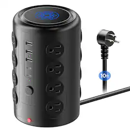 Dazzed Corner - Surge Protector Power Strip, 10FT Extension Cord - Black