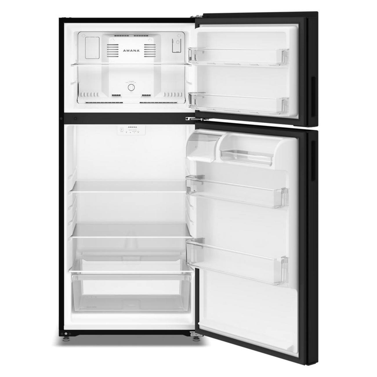 Alt View 2. Amana - 28 in. Wide 14.3 cu. ft. Top-Freezer Refrigerator With A Large Crisper Drawer - Black.