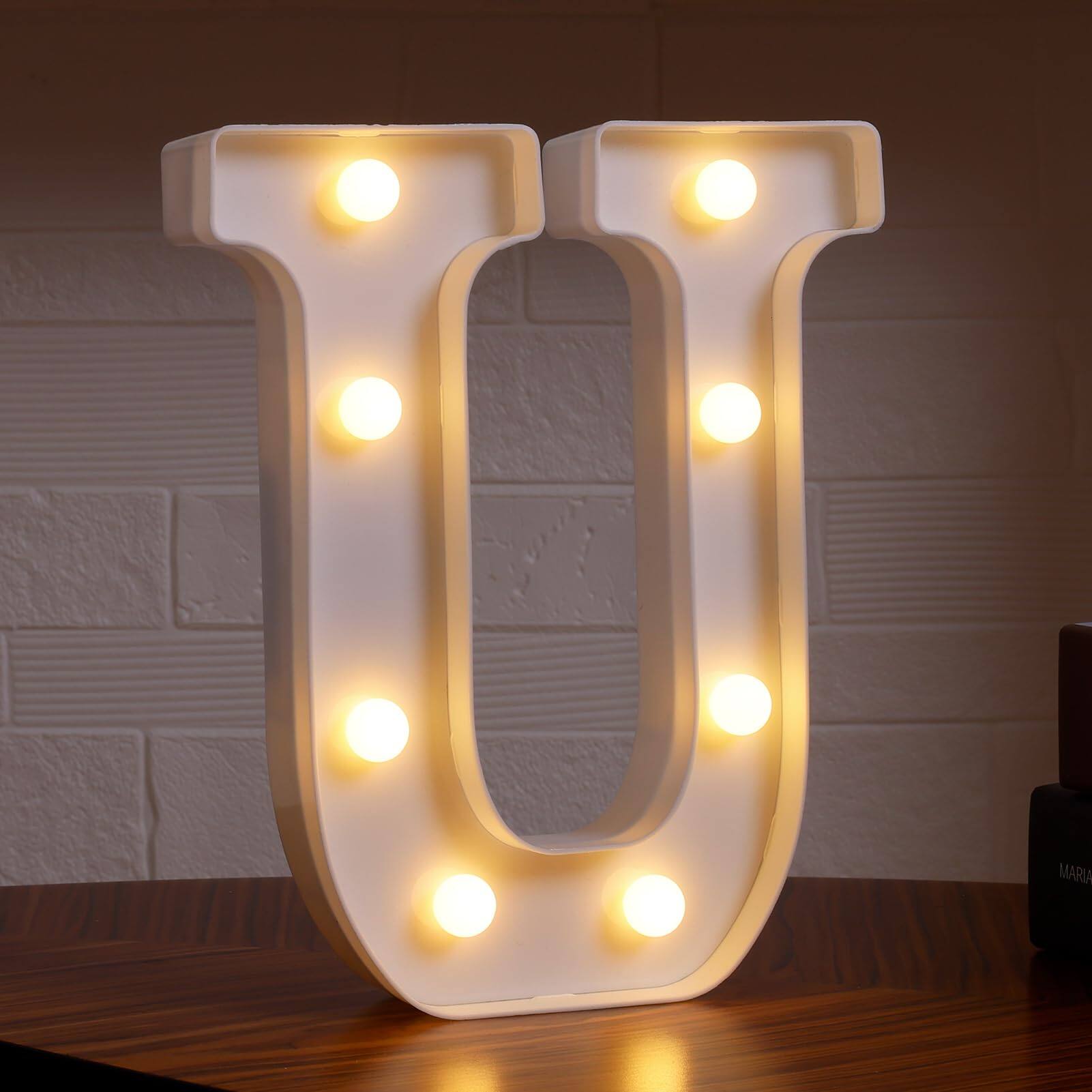 Paradigms Interiors - Led Marquee Letters Light Up 8 Letter Lights Lighted Sign For Table Party Birthday Christmas Decor letter E - Letter U