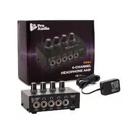 FocusProAudio - Compact 4-Ch Stereo Headphone Amplifier with DC 12V Power Adapter