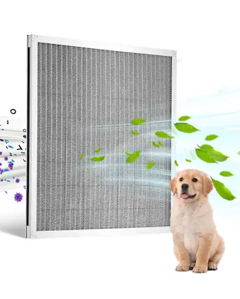 Front. VEVOR - Electrostatic Air Filter, 20x20x1 inch Washable & Reusable Aluminum AC/HVAC Furnace Filter - Silver.