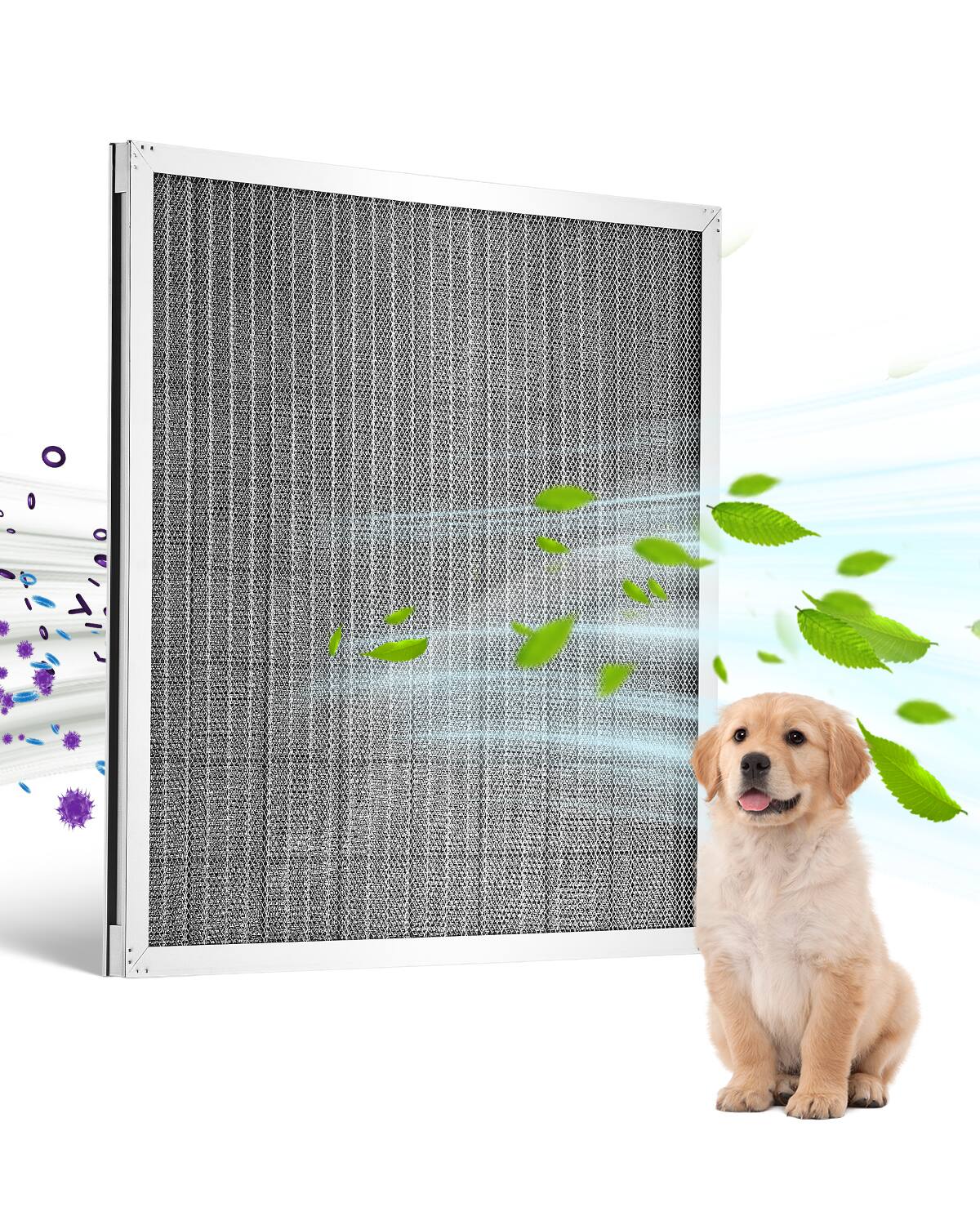 Front. VEVOR - Electrostatic Air Filter, 20x20x1 inch Washable & Reusable Aluminum AC/HVAC Furnace Filter - Silver.