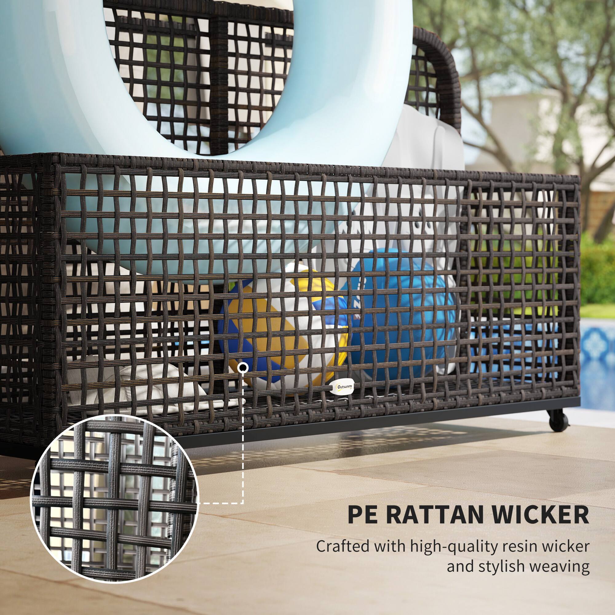 PE Rattan Wicker
Crafted with high-quality resin wicker and stylish weaving.