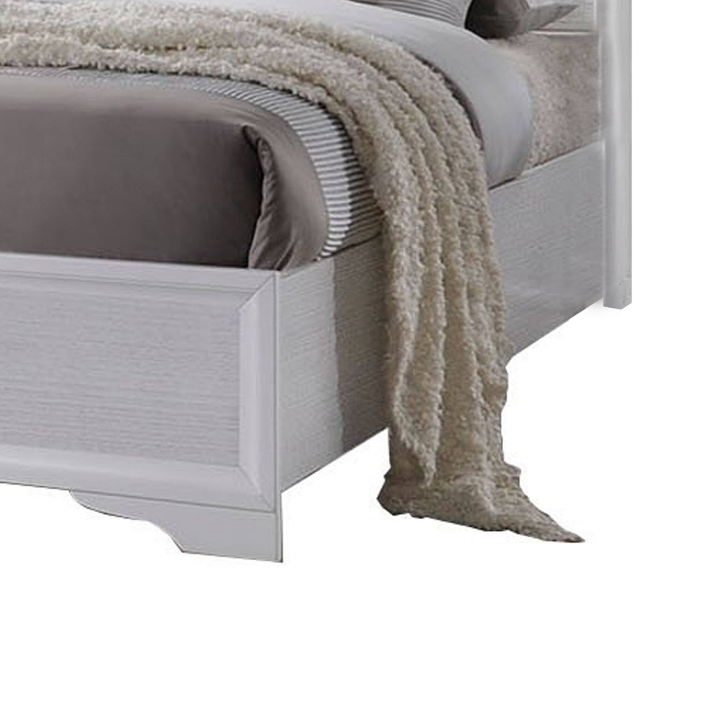 Alt View 3. Manhattan Lane - Wooden Twin Size bed with Bracket Legs and Crystal Accented Headboard, White - White.