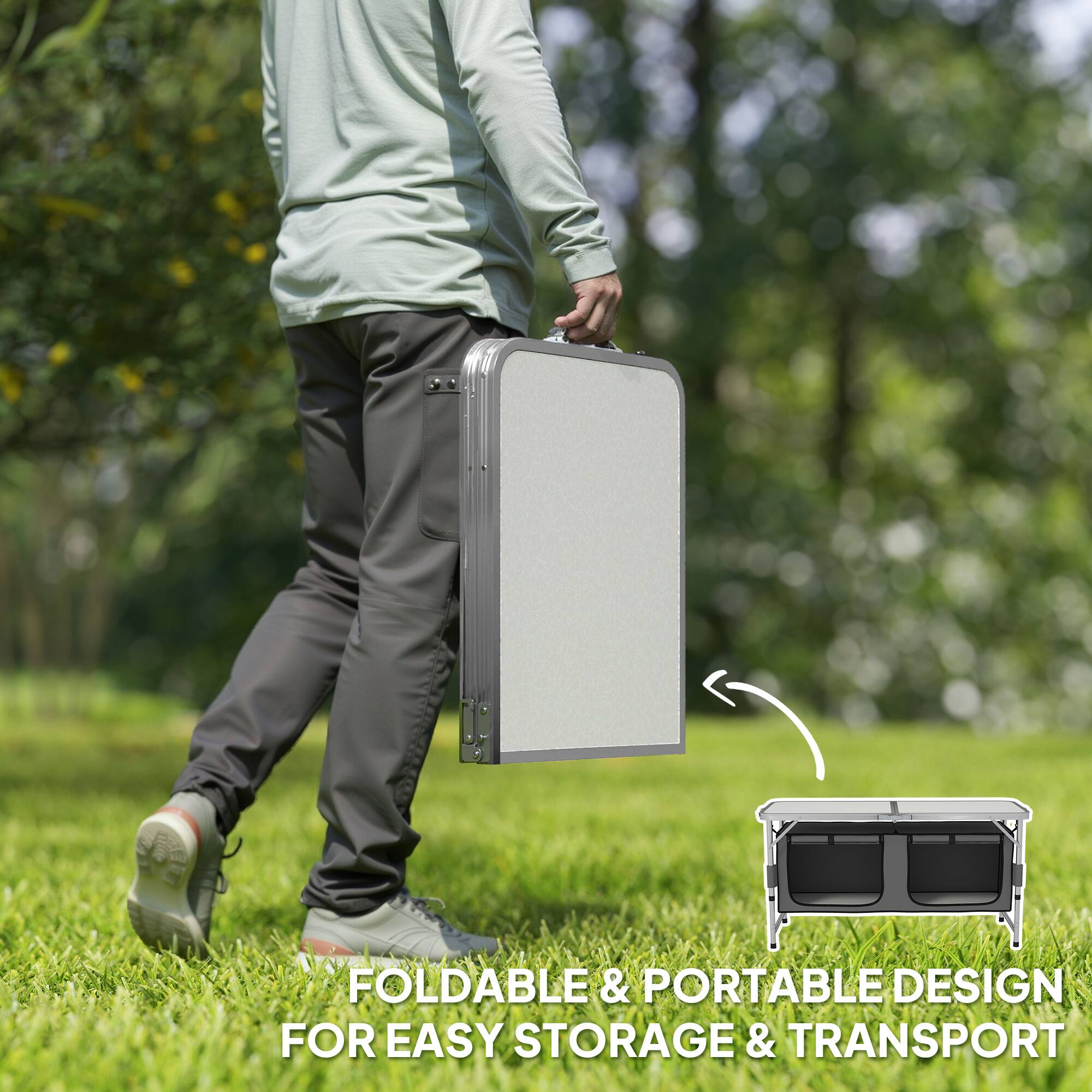 FOLDABLE & PORTABLE DESIGN FOR EASY STORAGE & TRANSPORT