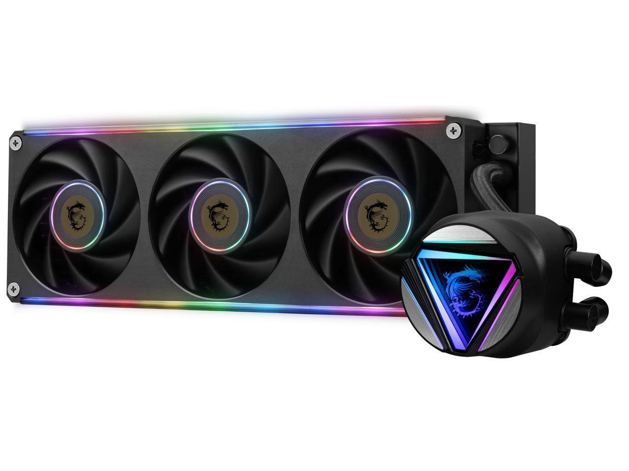 Alt View 4. MSI - MAG CORELIQUID C360 V2, USA,CA, 3x R series ARGB Fan (All-in-one), ARGB Block, BULK, Pallet packing - ARGB.