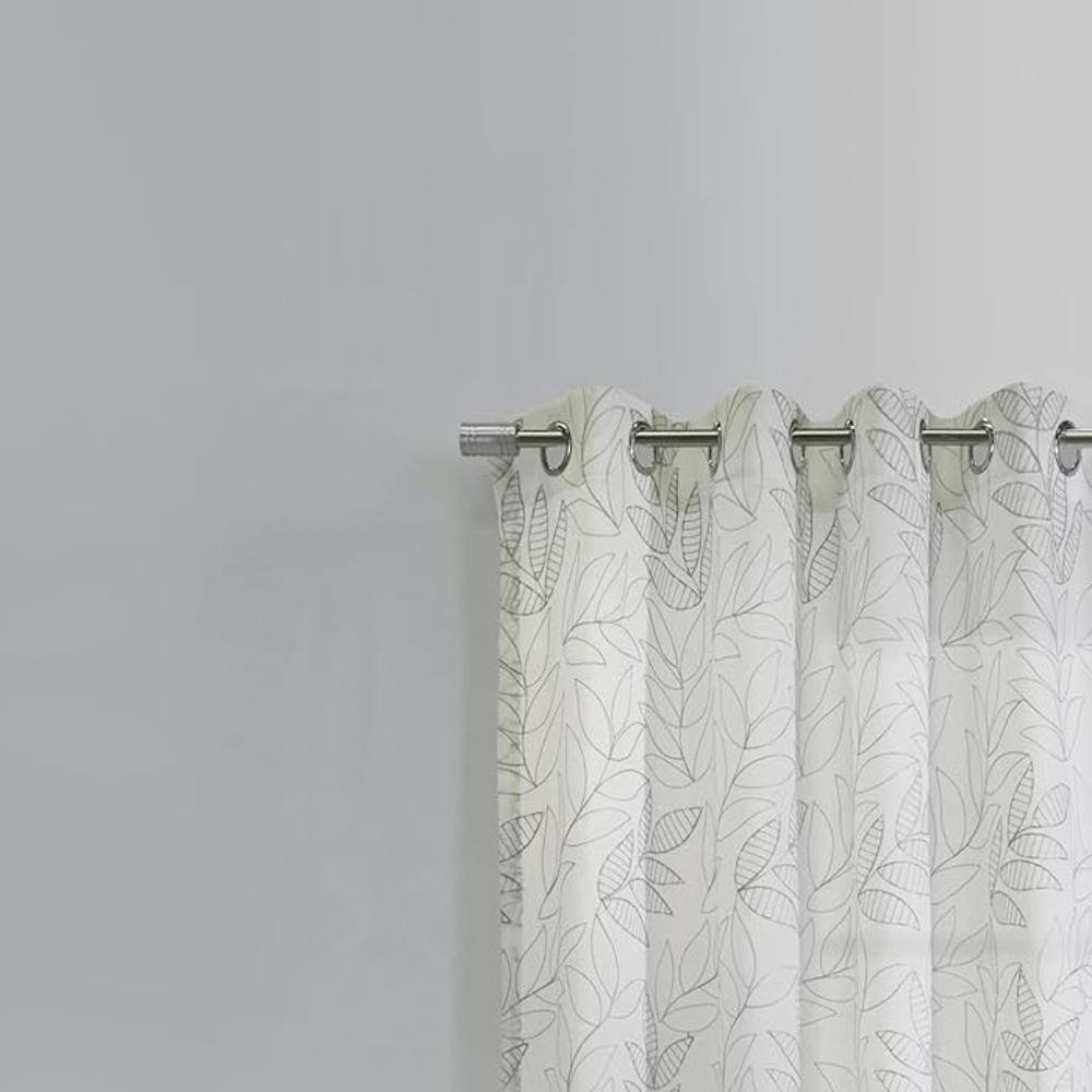 Left. Commonwealth Home Fashions - Habitat Valentina Sheer Window Treatment Tone on Tone Motif Grommet Curtain Panel 52" x 95" White - White.