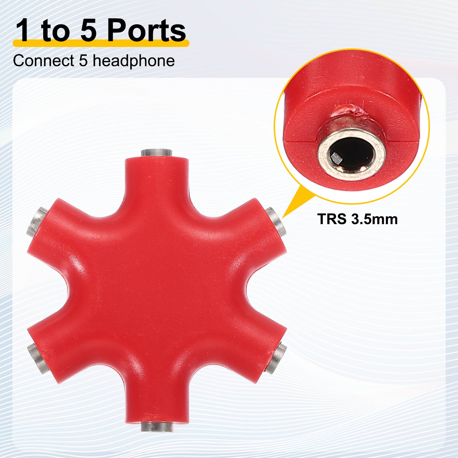 1 to 5 Ports  
Connect 5 headphones  
TRS 3.5mm