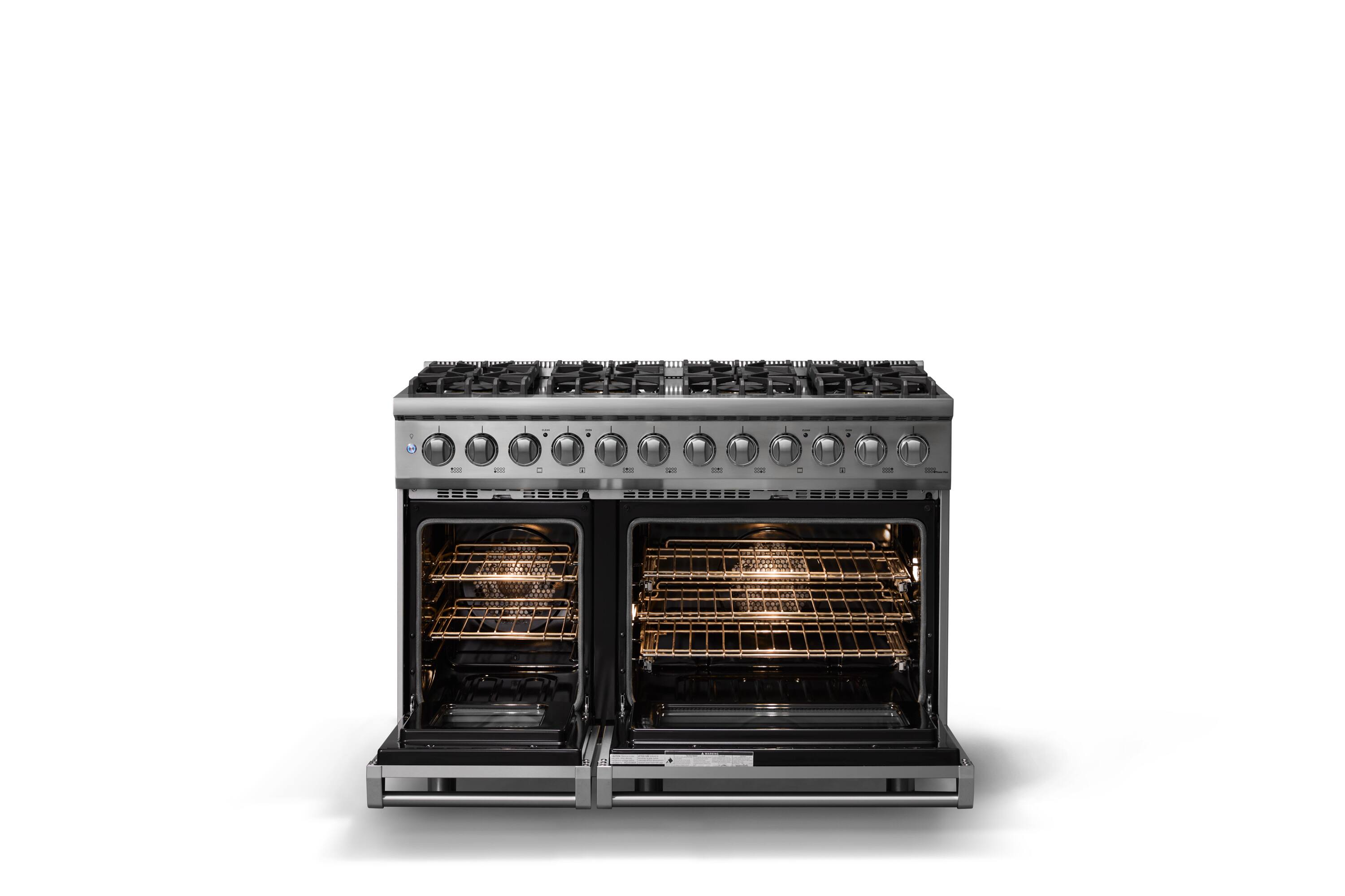 Alt View 2. Viking - 48"W. Pro5S 7.3 Cu.Ft. Freestanding Self-Clean LP Sealed 8B LP Dual Fuel Convection Rng/Grdl-Stainless Steel - Stainless Steel.
