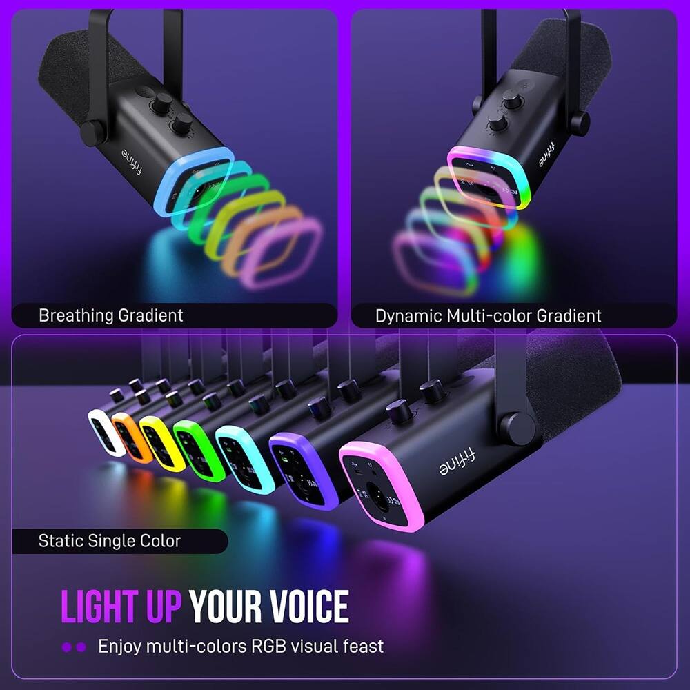 Alt View 3. MOSZAR LLC - USB Gaming Microphone – RGB Dynamic Mic with Mute & Boom Arm for PC/Streaming.