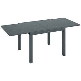 Outsunny - Extendable Outdoor Dining Table, 41"- 83" Aluminum Frame Patio Table with Wood Effect Steel Top - Dark Gray