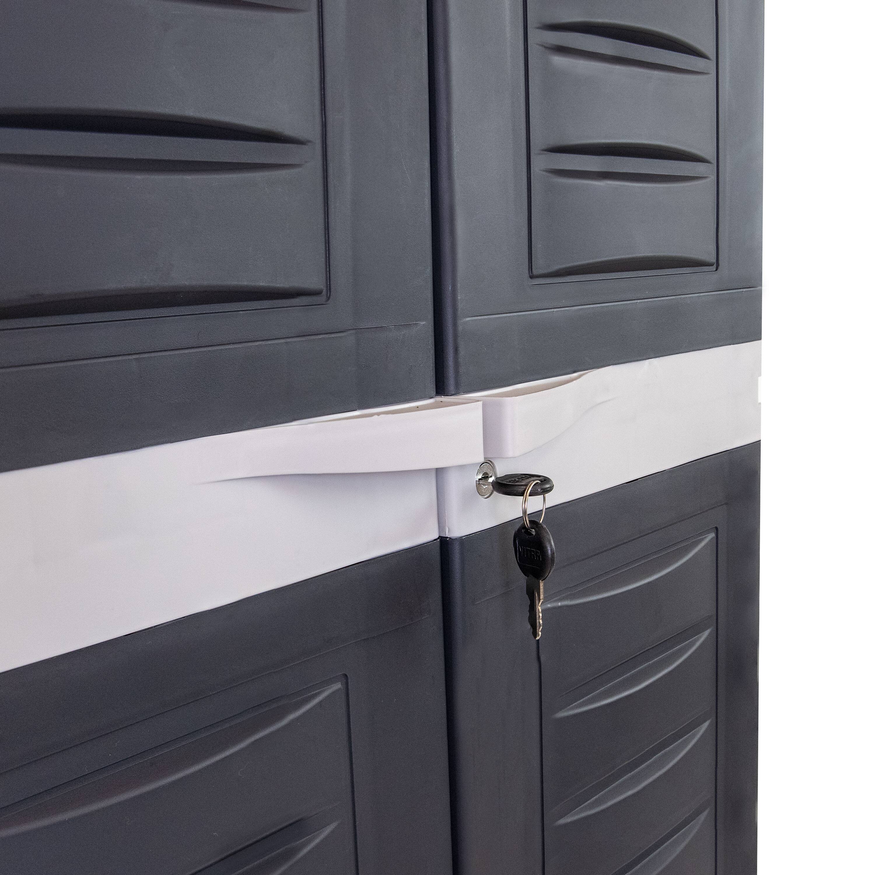 Alt View 9. Sunnydaze - Lockable Storage Cabinet with 4 Adjustable Shelves - 72" - Shadow.