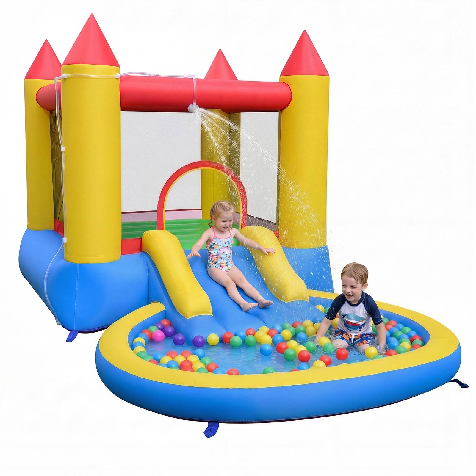 Alt View 9. Gymax - Gymax Inflatable Bounce House w/ Splash Pool Water Slide & Bouncy Area for Kids - Multicolored.