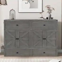Tiramisubest - Queen Size Murphy Bed, Brushed Gray, Plywood w/ Drawers & USB - Gray