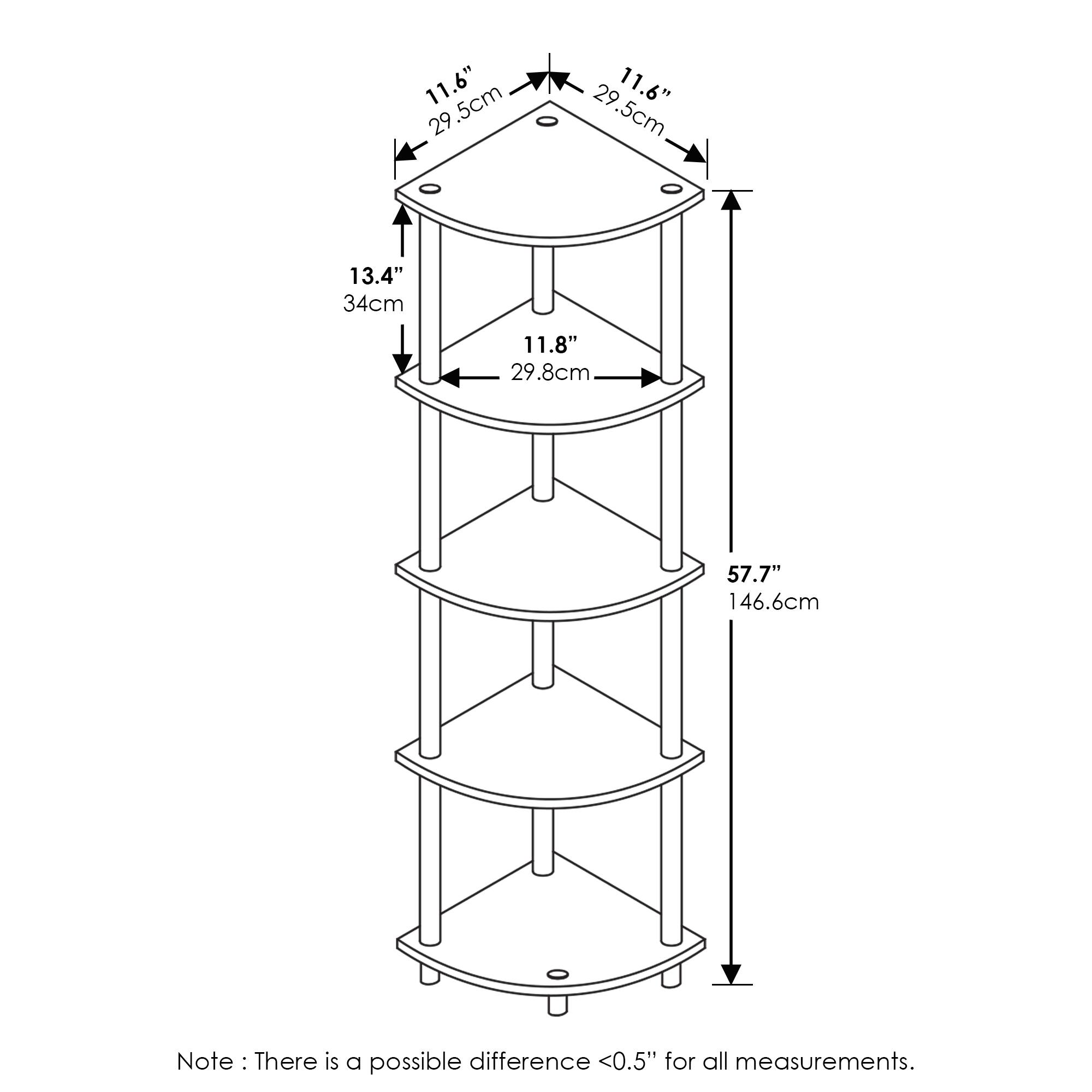 11.6" 29.5cm  
13.4" 34cm  
11.8" 29.8cm  
57.7" 146.6cm  

Note: There is a possible difference <0.5" for all measurements.