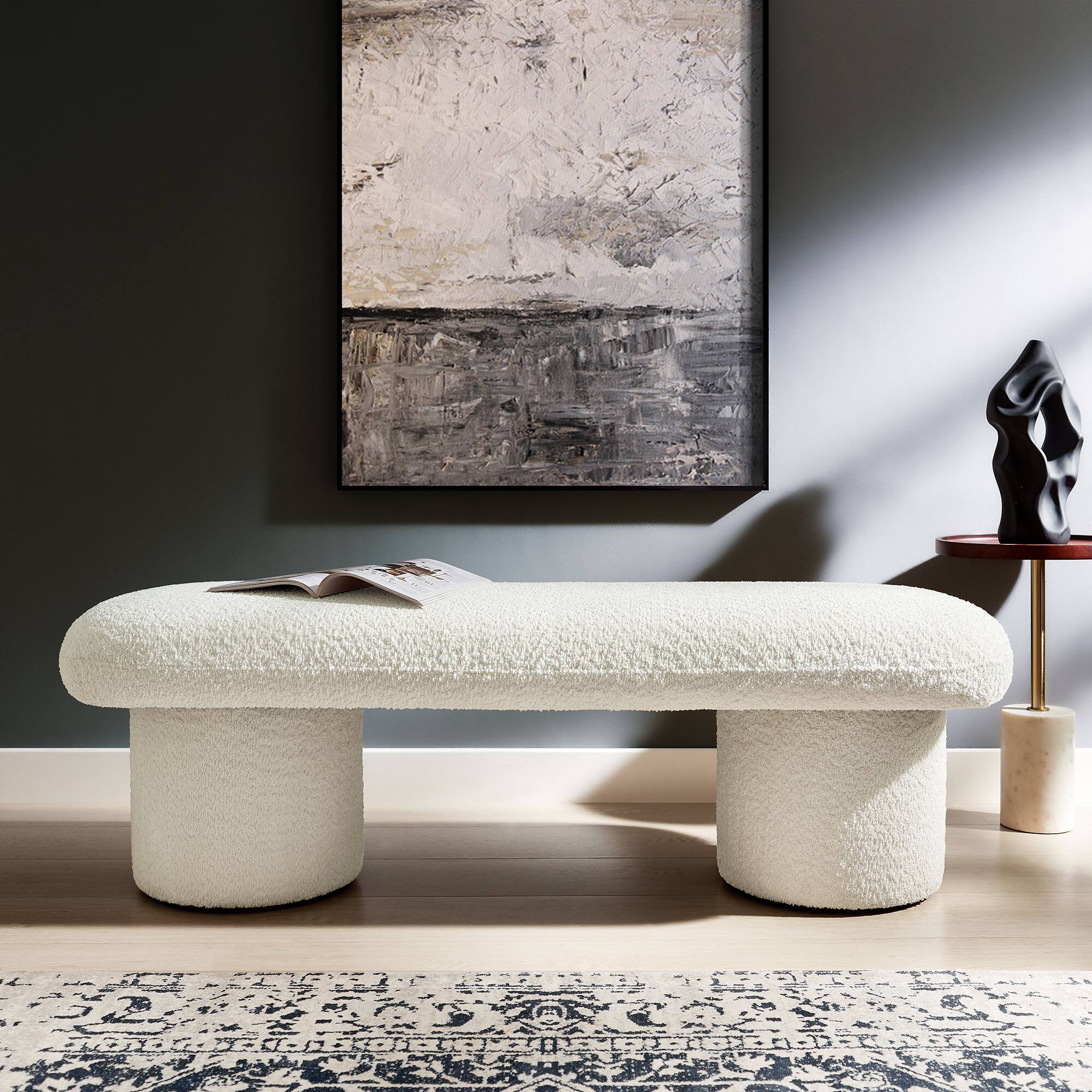 Alt View 5. Modway - Orla Chenille Upholstered Bench by Modway - White.