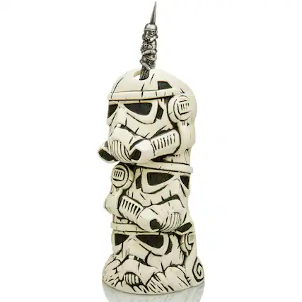 Front. Star Wars - Geeki Tikis Star Wars Stacked Stormtrooper Helmets 16 Ounce Ceramic Mug - White.