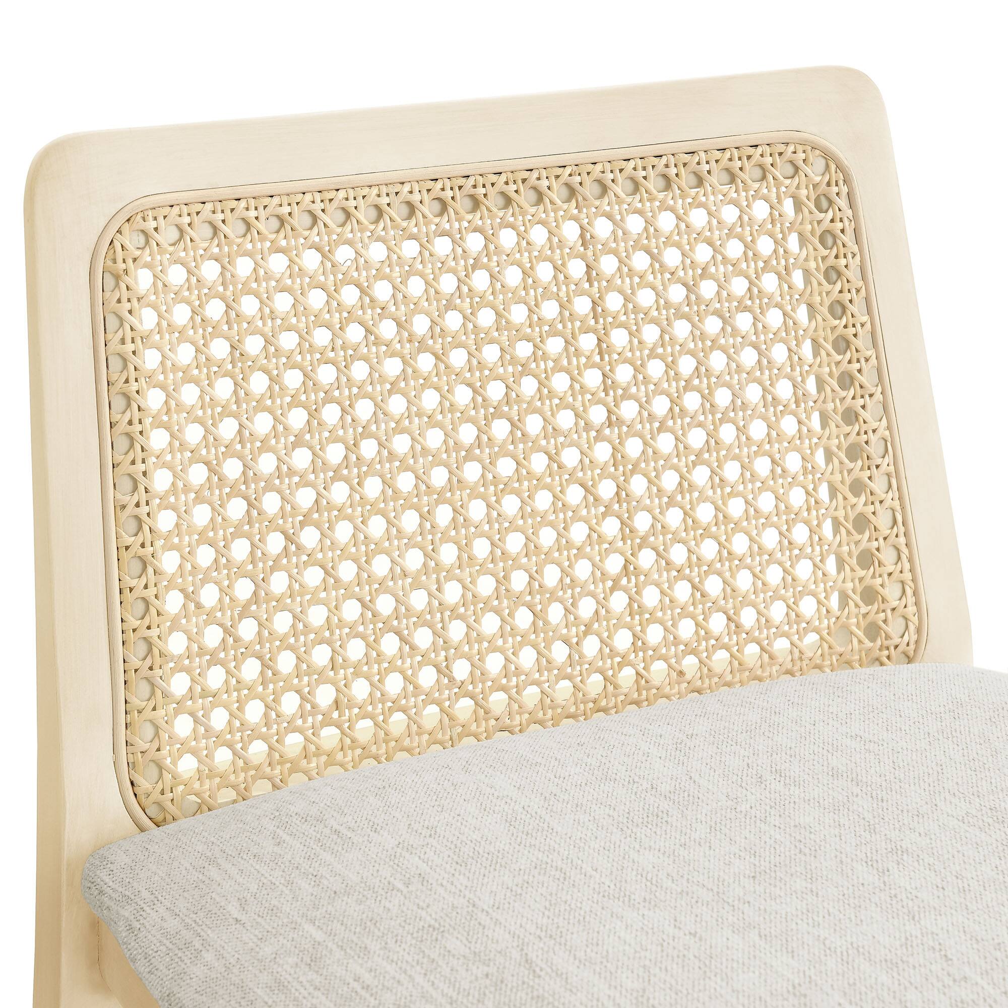 Alt View 5. Modway - Monarch Wood and Rattan Counter Stool by Modway - Antique White Natural Heathered Weave Ivory.