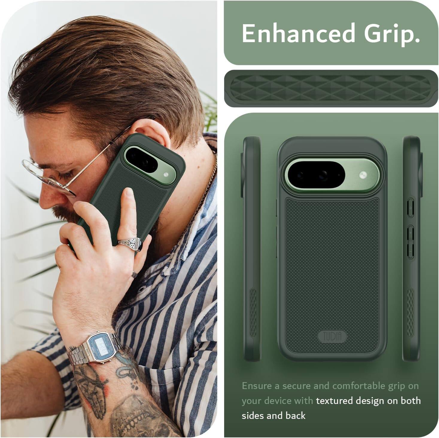 Enhanced Grip.

Ensure a secure and comfortable grip on your device with textured design on both sides and back.