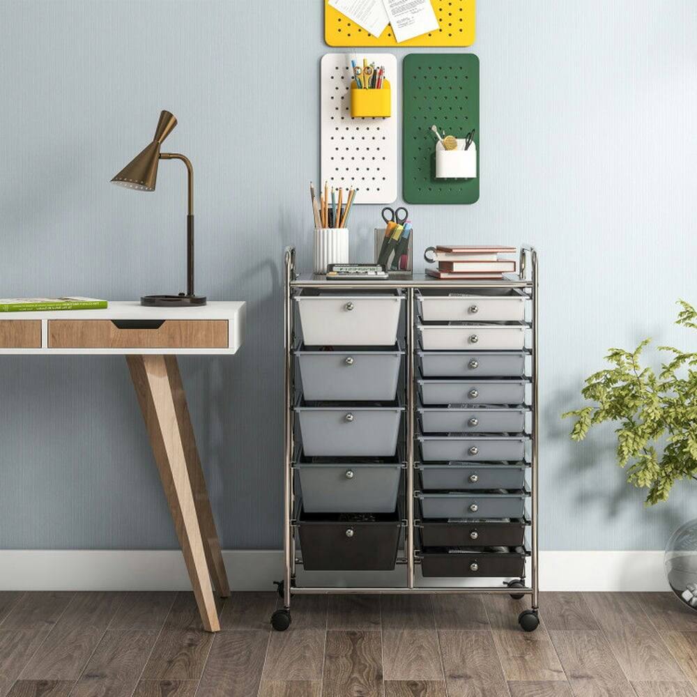 Alt View 2. Pefilos - 15-Drawer Utility Rolling Organizer Cart Multi-Use Storage-Black & Gray, Craft Organizers and Storage, Multipurpose - Gray.