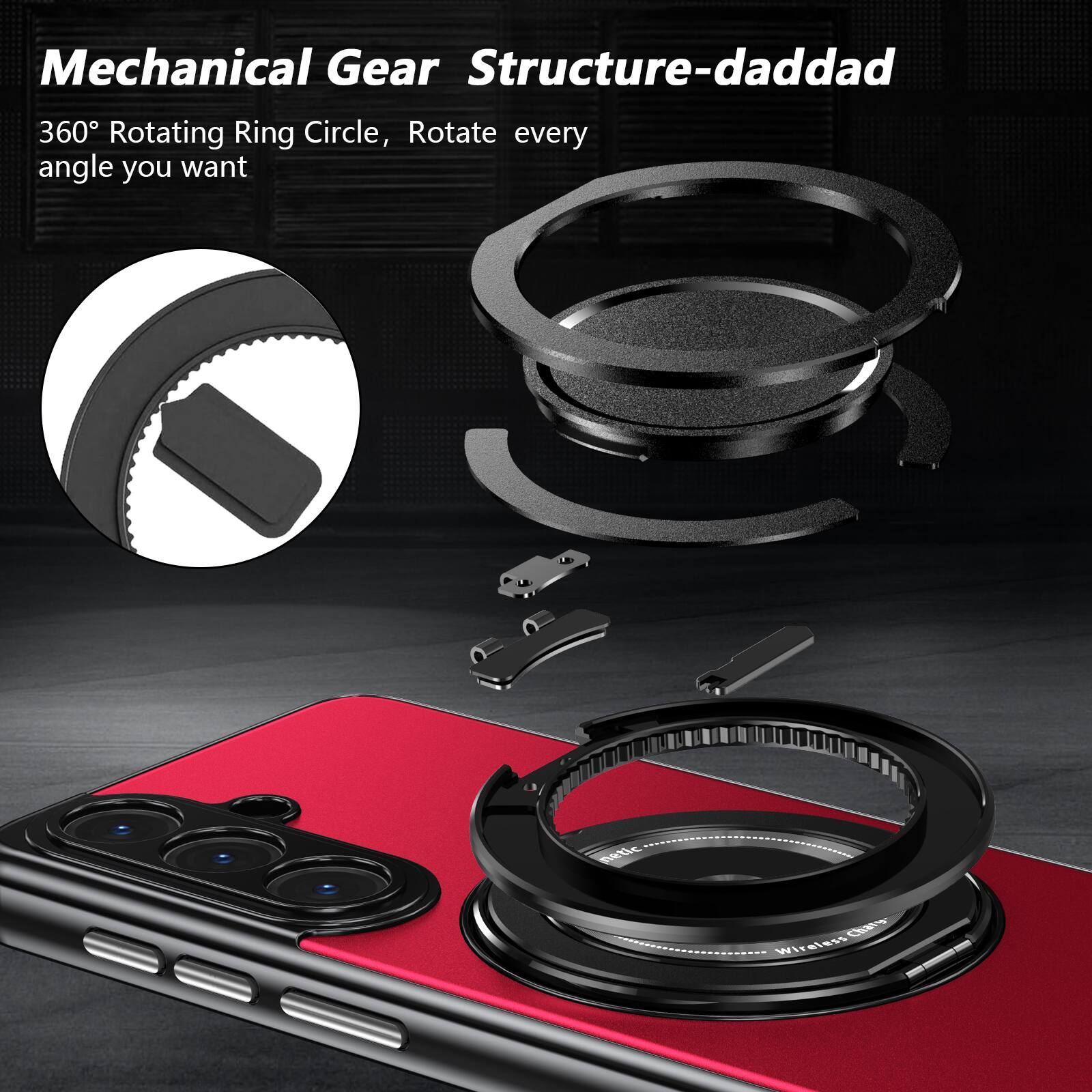 Mechanical Gear Structure-daddad  
360° Rotating Ring Circle, Rotate every angle you want
