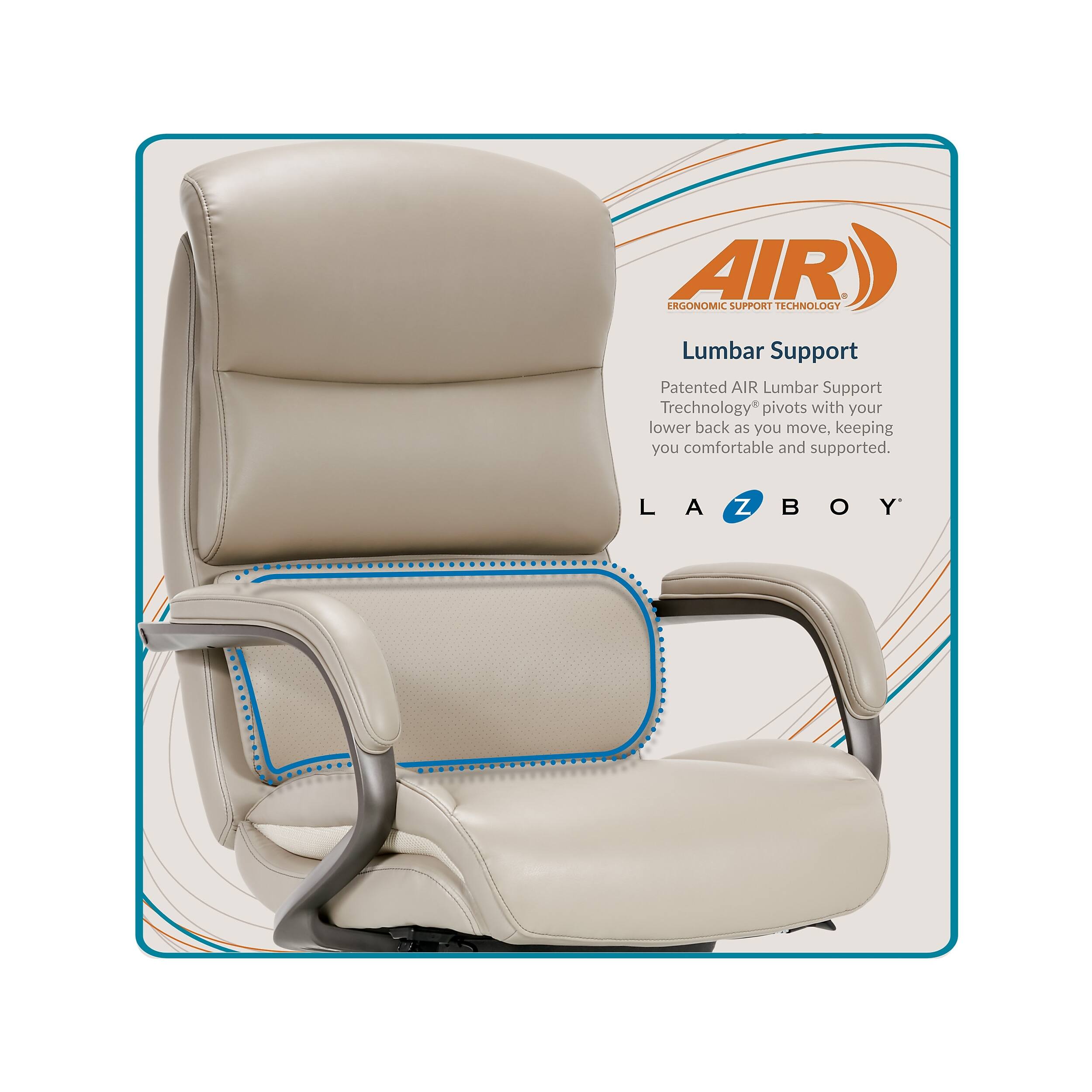 AIR ERGONOMIC SUPPORT TECHNOLOGY  
Lumbar Support  
Patented AIR Lumbar Support Technology® pivots with your lower back as you move, keeping you comfortable and supported.  
LA-Z-BOY