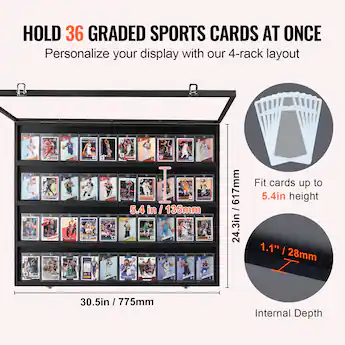 sports card display case VEVOR 35 Graded 24.3x30.5x2.1 in Baseball Card Display Frame with 98% UV Protection Clear View Pc Glass Lockable Wall other sports cards with our premium quality sports card waterproof case Graded Trading Card Display Case