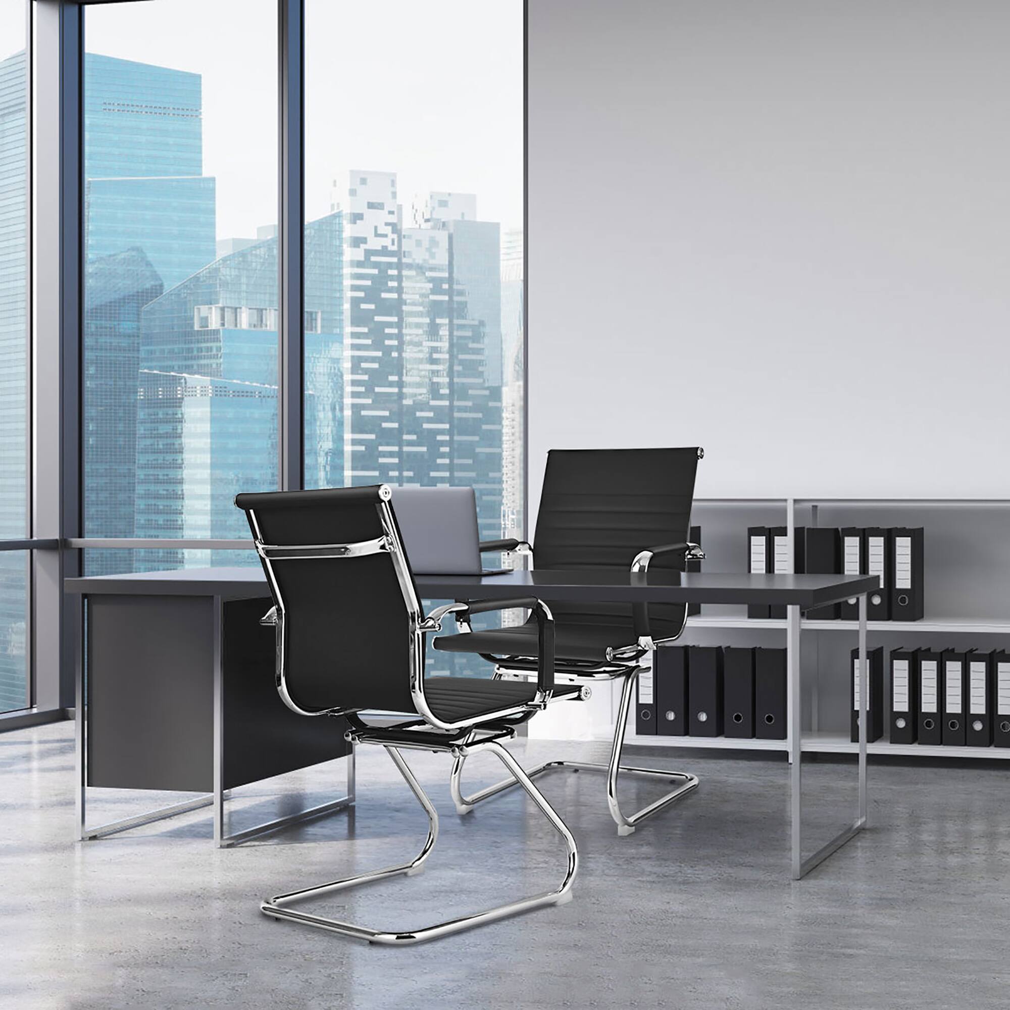 Alt View 3. Costway - Costway Set of 4 Office Chairs Waiting Room Chairs for Reception Conference Area - Black.