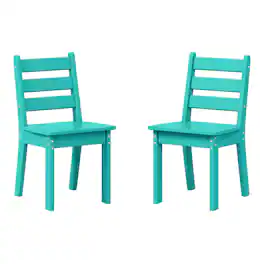 WestinTrends - Treehouse Outdoor HDPE Kids Plastic Toddler Dining Chair (Set of Two) - Turquoise