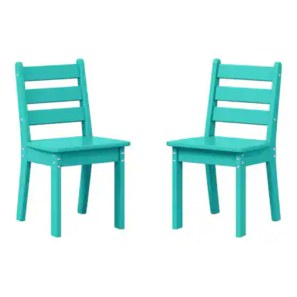 Front. WestinTrends - WestinTrends Treehouse Outdoor HDPE Kids Plastic Toddler Dining Chair (Set of Two) - Turquoise.