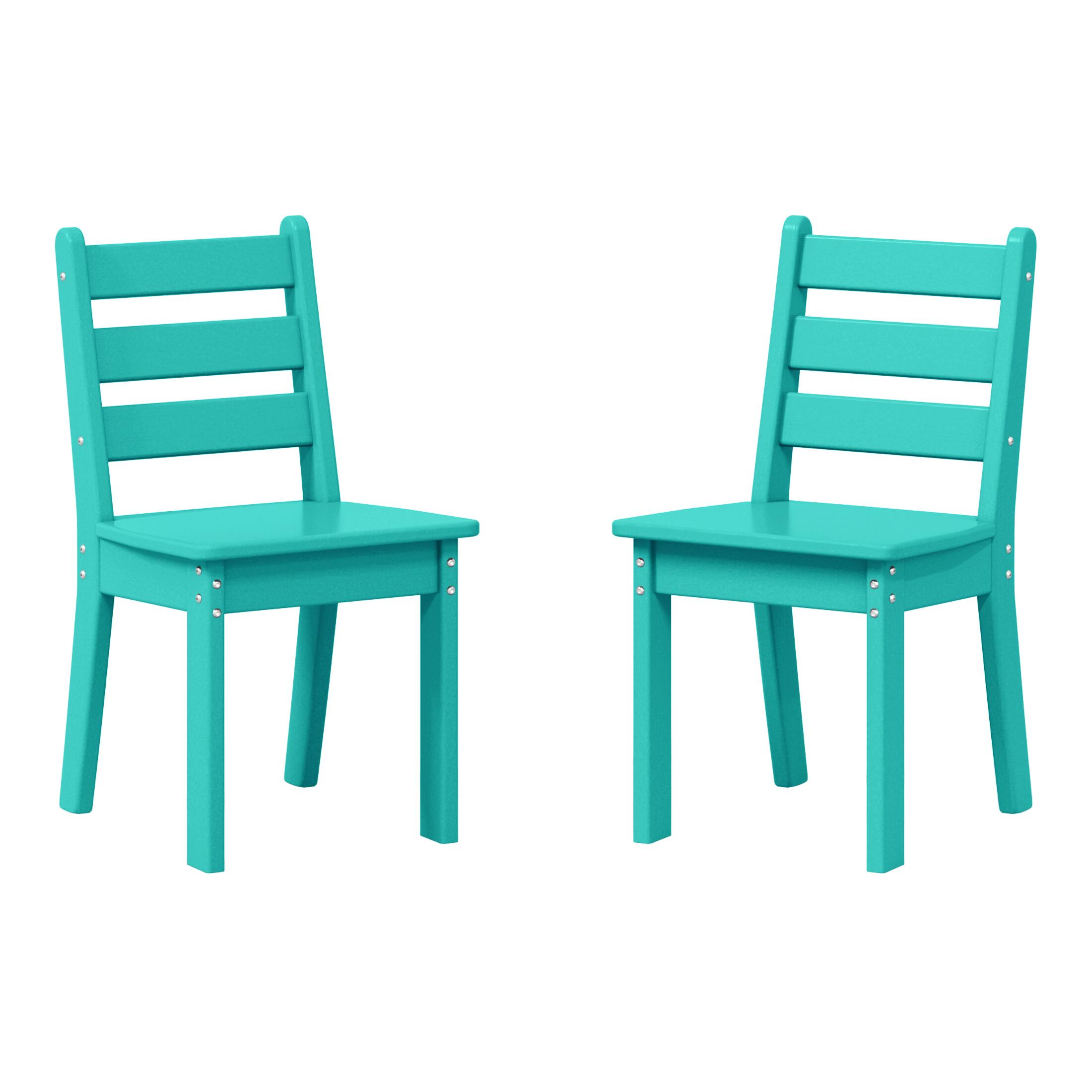Front. WestinTrends - WestinTrends Treehouse Outdoor HDPE Kids Plastic Toddler Dining Chair (Set of Two) - Turquoise.