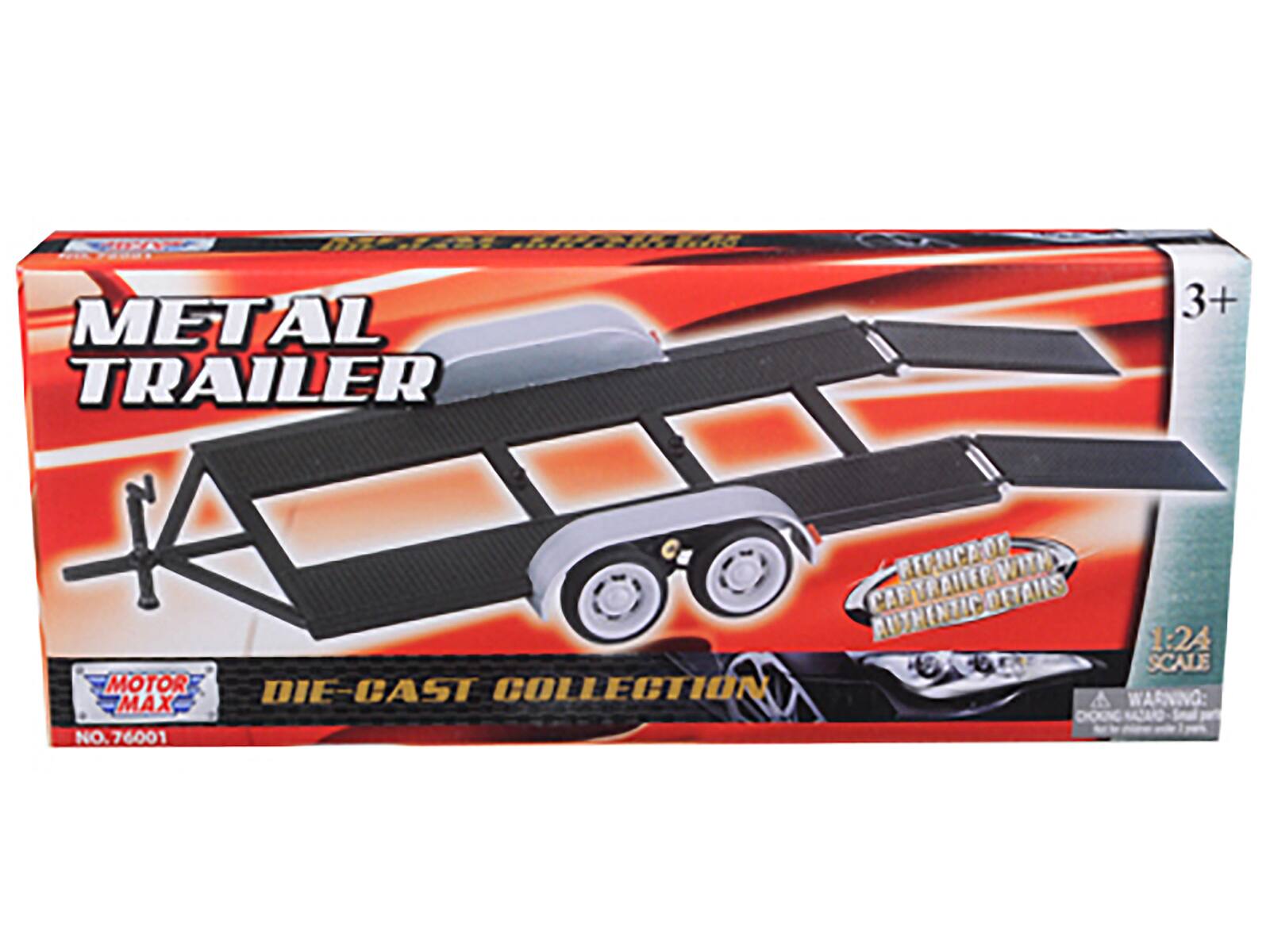METAL TRAILER 3+ RLFICAOD TRAILER WITH CAD DETAILS AUTHENTIC 1:24 SCALE MOTOR DIE-CAST COLLECTION MAX A WARNING: 76001