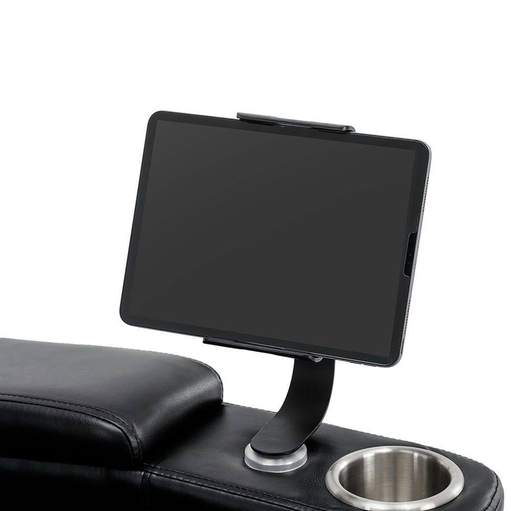 Alt View 7. Kadyn - 270° Power Swivel Home Theater Recliner with Arm Storage, LED Strip, Cup Holder, Tray Table & Phone Holder - Black.