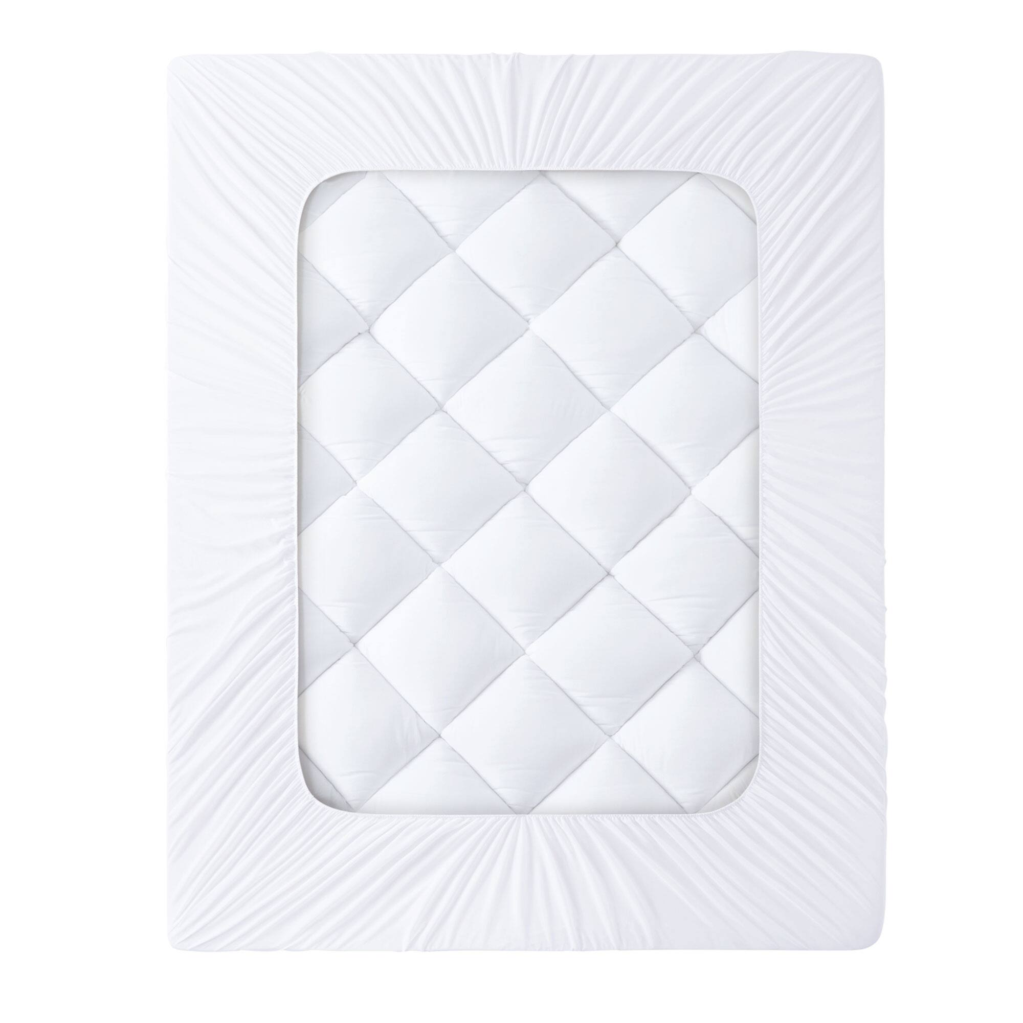 Back. Peace Nest - Peace Nest 3-inch Soft Fitted Quilted Foam Mattress Pad with Elastic Deep Pocket, Full - White.