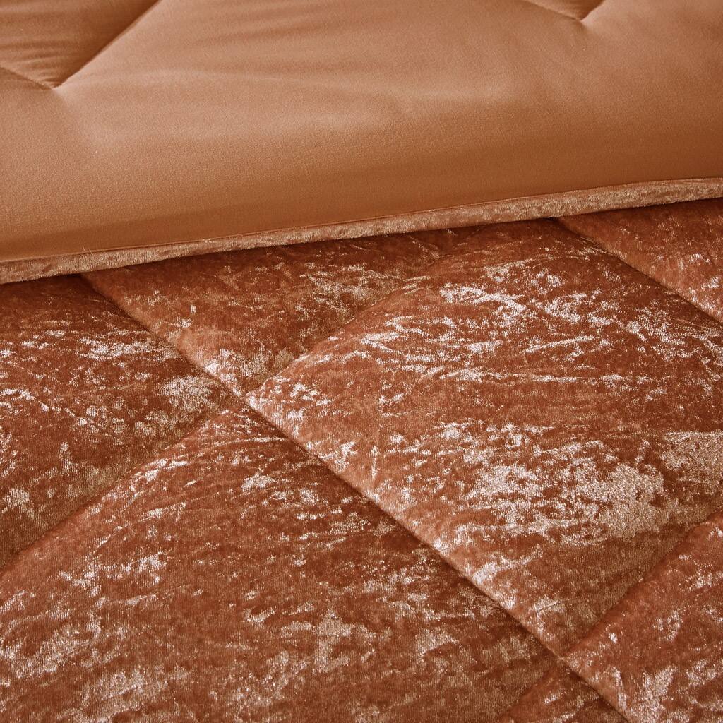 Alt View 5. Gracie Mills - Gracie Mills Andrea Velvet Comforter Set with Throw Pillow - Rust.