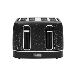Haden - Starbeck 4 Slice Wide Slot Stainless Steel Toaster, Black & Chrome - Black / Chrome