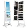 Front. Costway - Mirrored Jewelry Cabinet Organizer Storage Box White - White.
