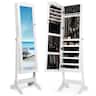 Costway - Mirrored Jewelry Cabinet Organizer Storage Box - White
