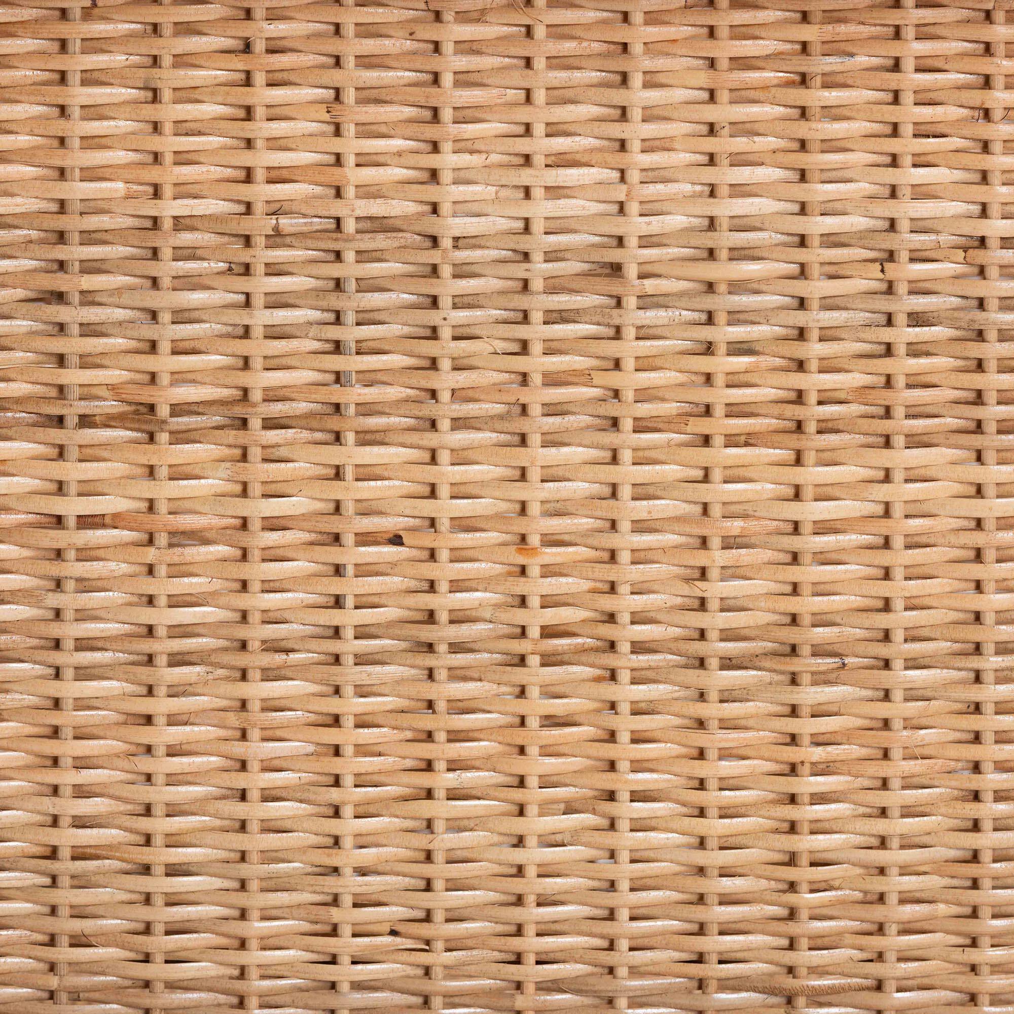 Alt View 3. bali & pari - Alaina Natural Rattan Kitchen Cart - 2-Tier Handwoven Wicker Storage Trolley with Handle for Kitchen or Lounge - Natural Rattan.