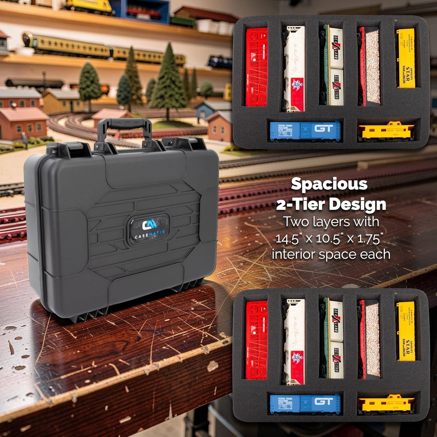 Spacious 2-Tier Design  
Two layers with 14.5" x 10.5" x 1.75" interior space each