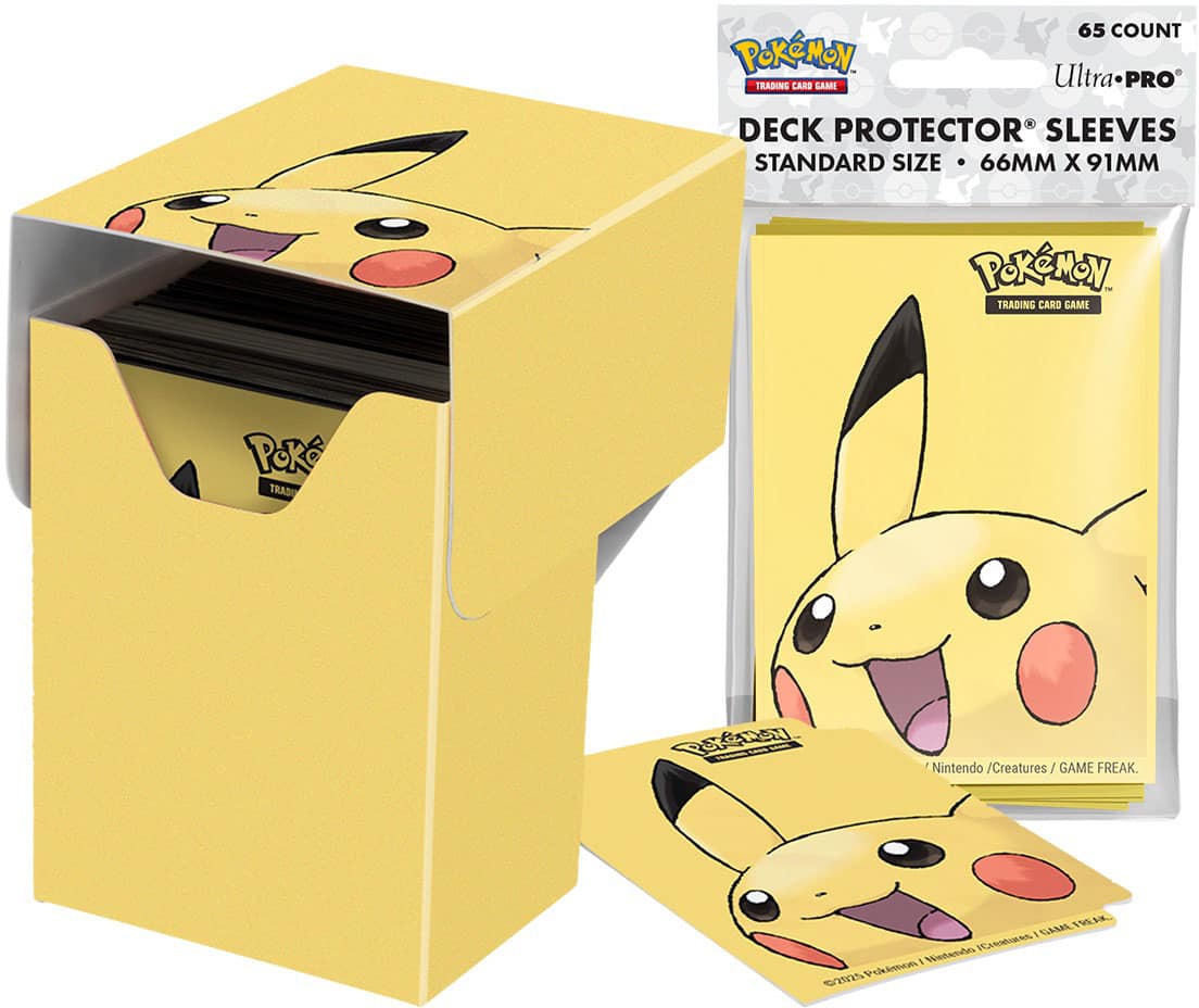 Ultra PRO - Pikachu 65ct Deck Protector Sleeves and Clear Pikachu Full View Deck Box Combo Pack for Pokémon - Front_Zoom