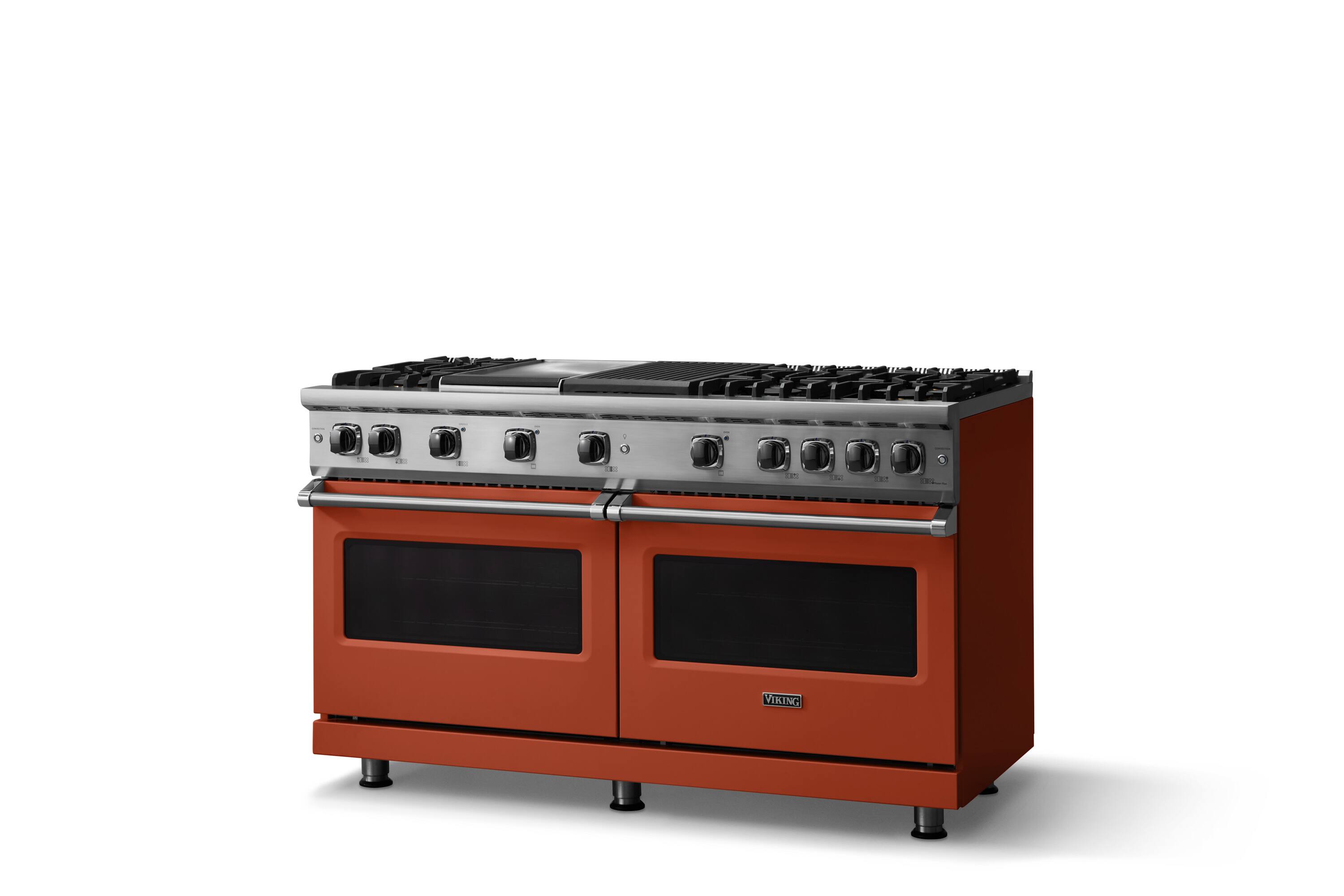 Angle. Viking - 8.0 Cu. Ft. 60"W. Professional 5 Series Freestanding Double Oven Gas Convection Range - Spiced Cider.