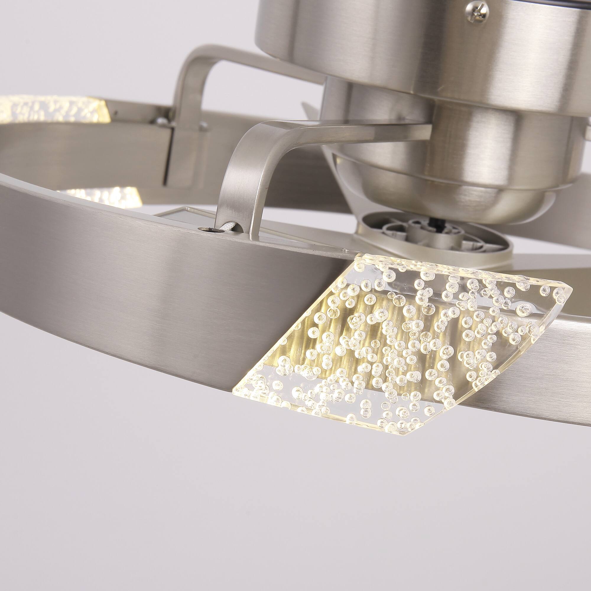 Alt View 9. Parrot Uncle - 20" Modern Sand Nickel Dimmable LED Low Profile Small Ceiling Fan with Remote and Light - Nickel.