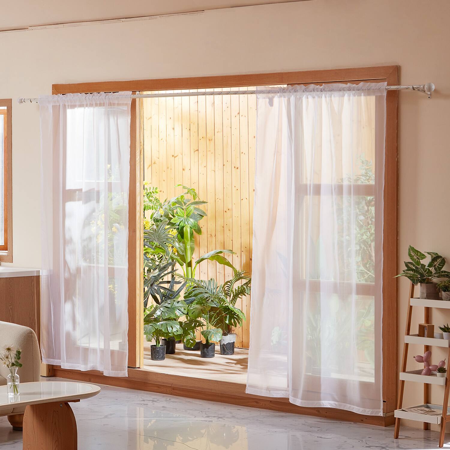 Alt View 5. VEVOR - Sheer Curtains, 84 inches Long, 2 Panels Set Sheer White Curtains, Each 42" W x 84" L, Dual Rod Pocket Installation - White.