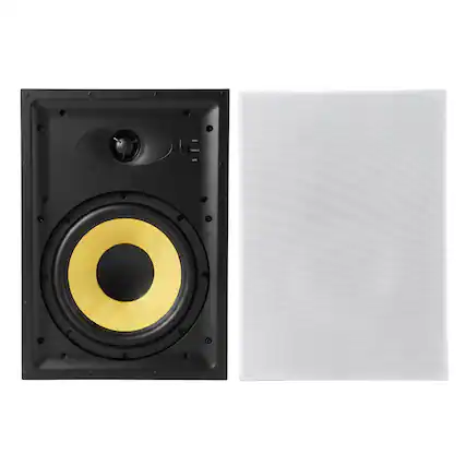 Front. VEVOR - In-Wall Speakers, 8", In Wall Speaker System with Paintable Grille, Hi-Fi Sound, 200W Peak, 2-Way Rectangular Speakers - Black;Yellow.