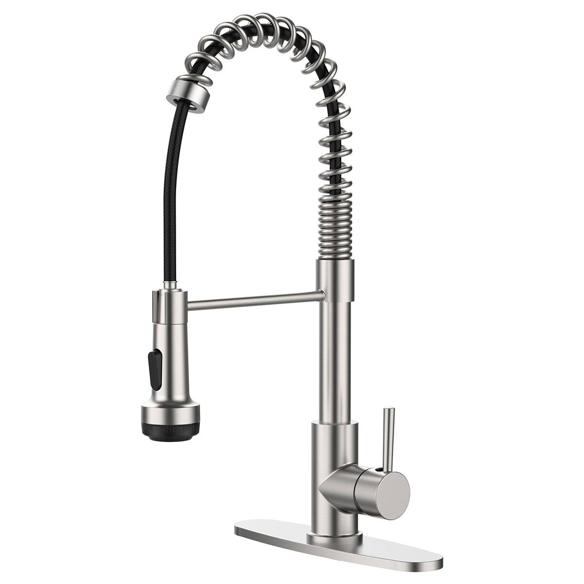 Front. APRILSOUL - Kitchen Faucet with Pull Down Sprayer and 4 Spraying Modes Single Handle Kitchen Sink Faucet Brushed Nickel 1 or 3 Hole - Brushed Nickel.