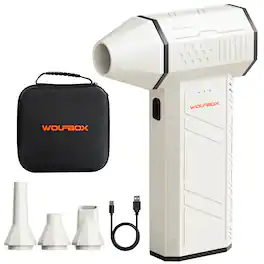 WOLFBOX - Compressed Air Duster, 110000RPM Super Power Air Blower, Dust Blower for PC, Keyboard, with Hand Caryying Case - White